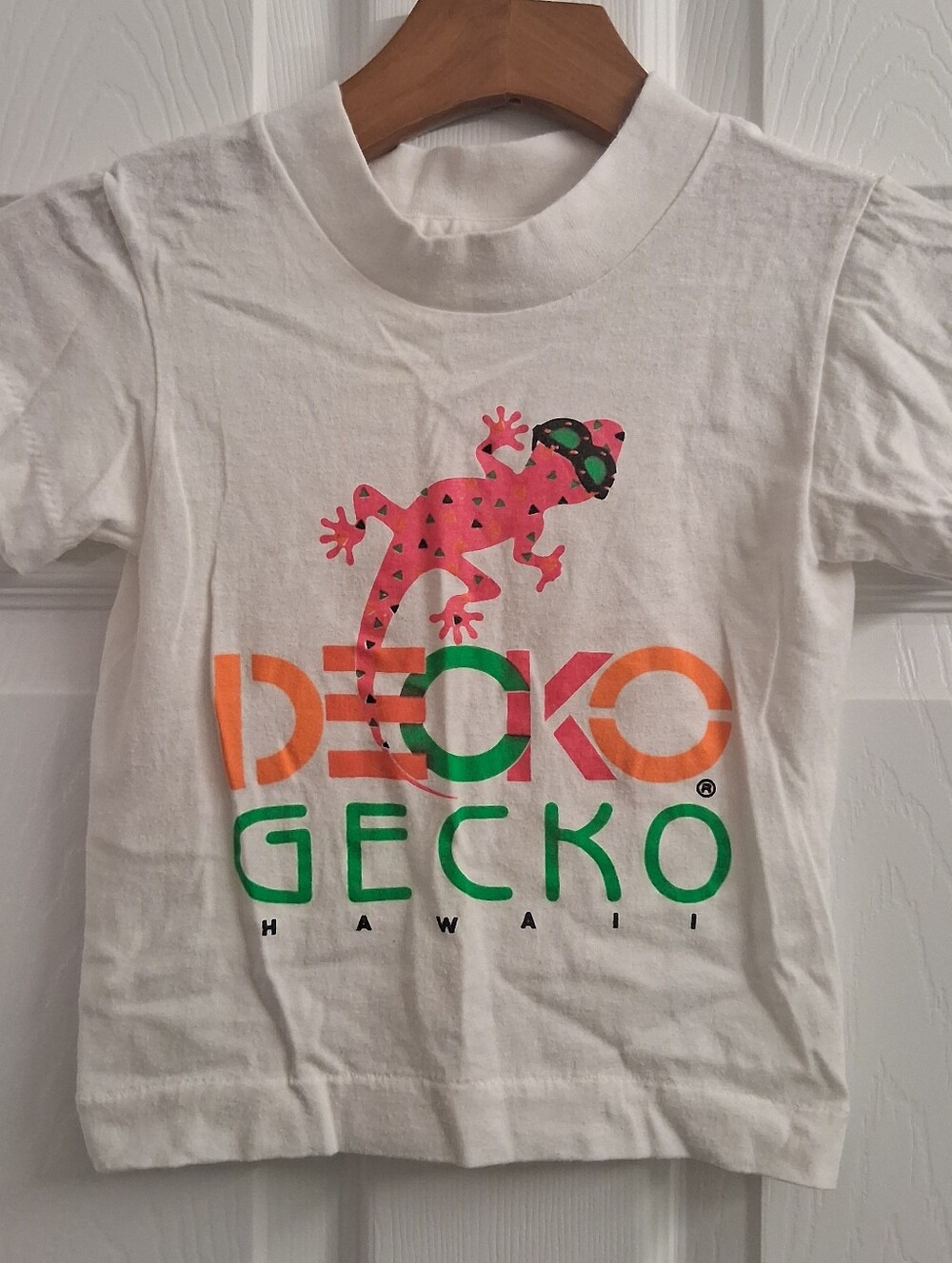 Vintage Toddler T Shirt Gecko Hawaii 2/4 XS Neon Graphic